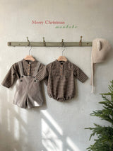 ［monbebe］Merry check rompers