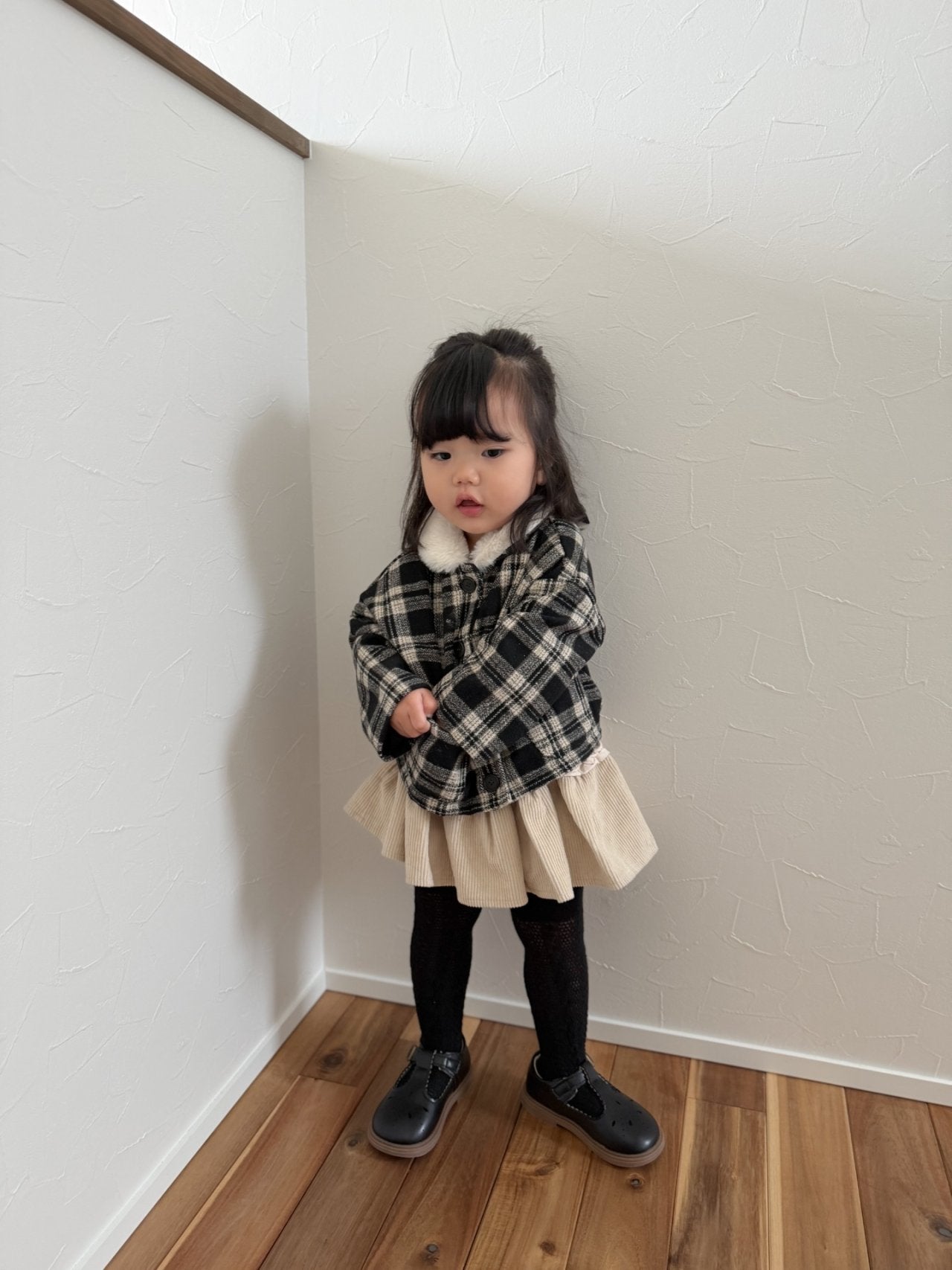 ［mimi market］Check fur coat