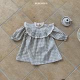 ［bebeholic］Check shirring lace one-piece