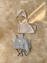 ［bebe holic］Marin stripe rompers set