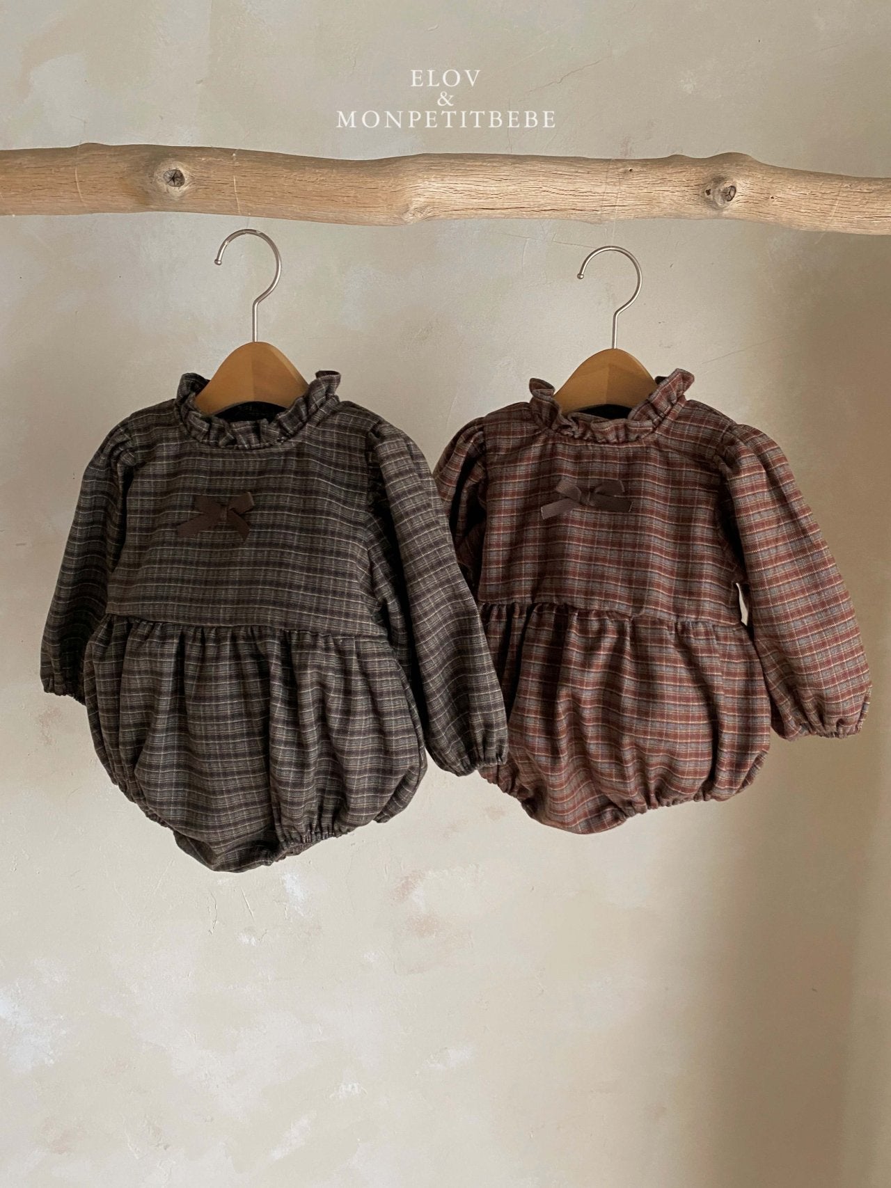 ［Mon petit bebe］Monde check ribbon suit