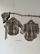 ［mienbloom.B］London check frill rompers (baby)