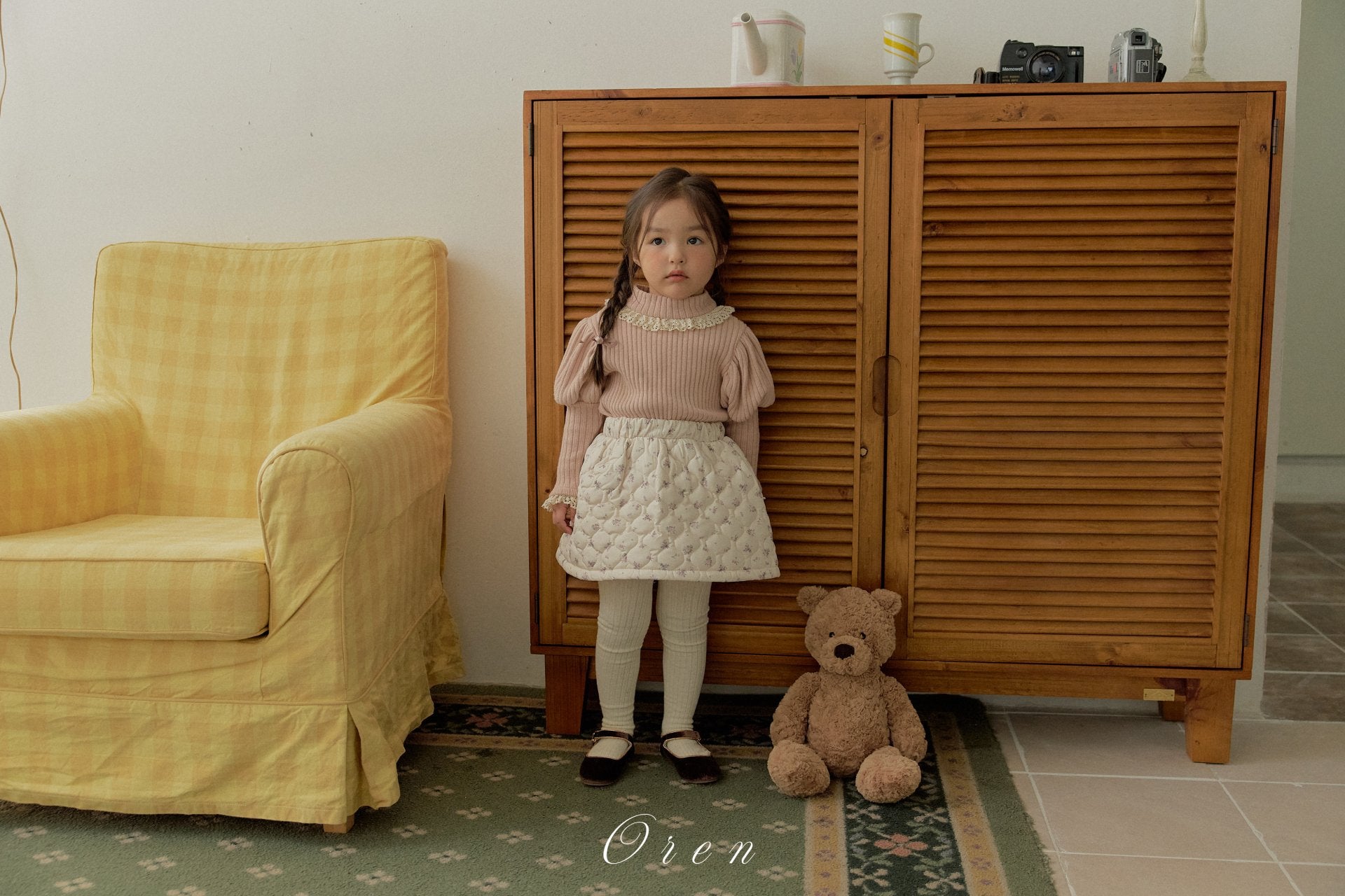 ［OREN］ Rose rib puff tops