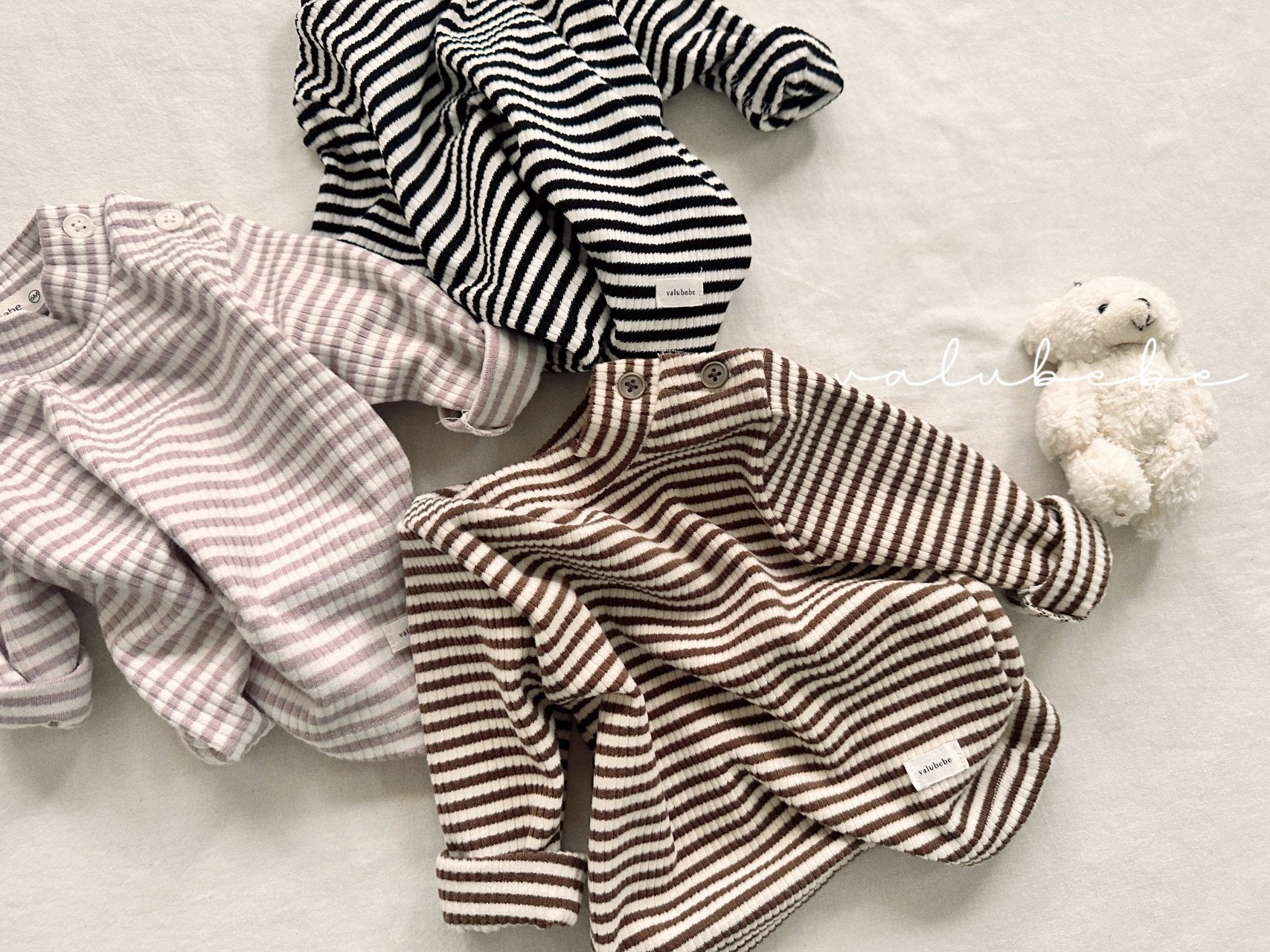 ［valubebe］Soft stripe half neck tops (baby & kids)