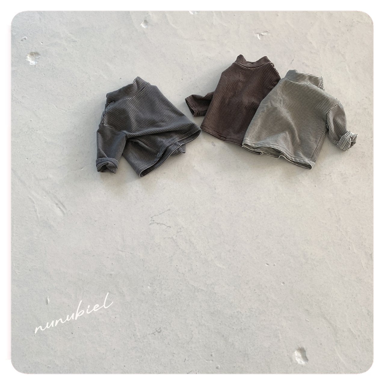 ［nunubiel］Stripe turtleneck tee