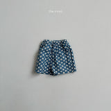[minirobe] Flower denim short pants