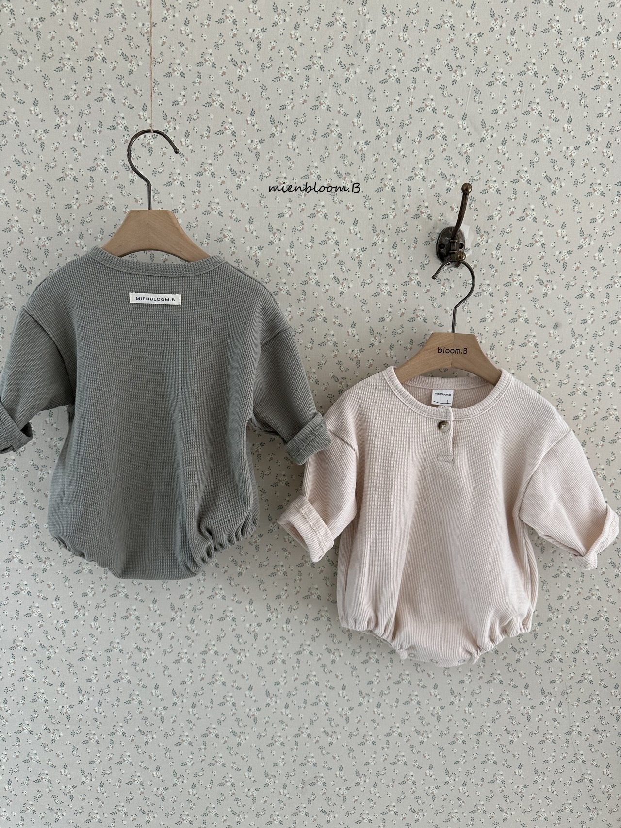 ［mienbloom.B］Waffle button rompers (baby)