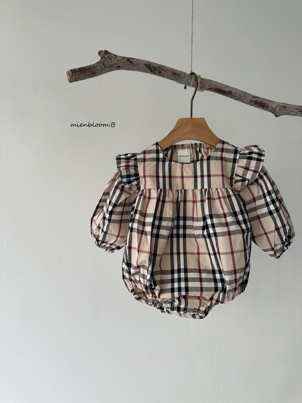 ［mienbloom.B］London check frill rompers (baby)