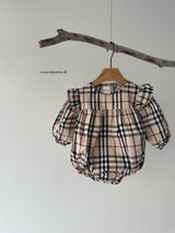 ［mienbloom.B］London check frill rompers (baby)