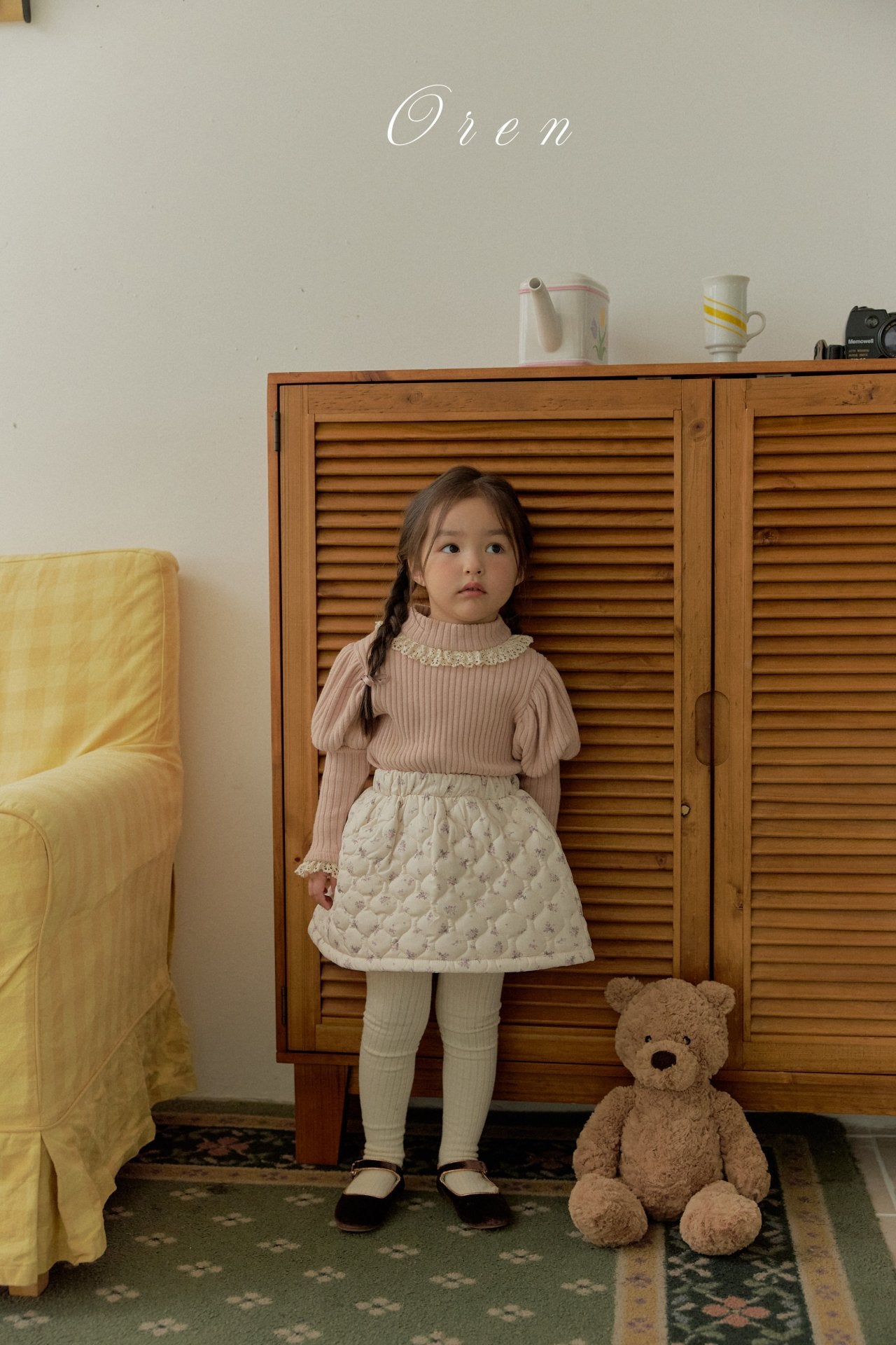 ［OREN］ Rose rib puff tops