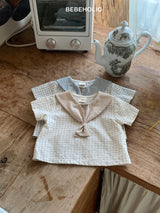 ［bebe holic］Sailor marin check blouse