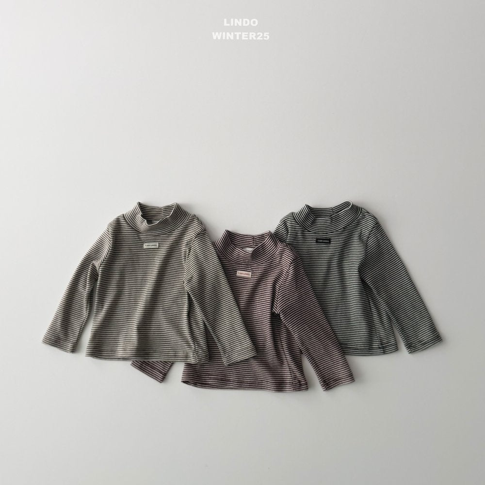 ［LINDO］Stripe turtleneck tops