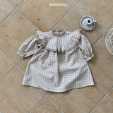 ［bebeholic］Check shirring lace one-piece