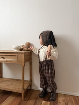 ［mimi market］Neko check suspender pants