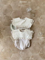 ［bebe holic］Frill collar stripe rompers