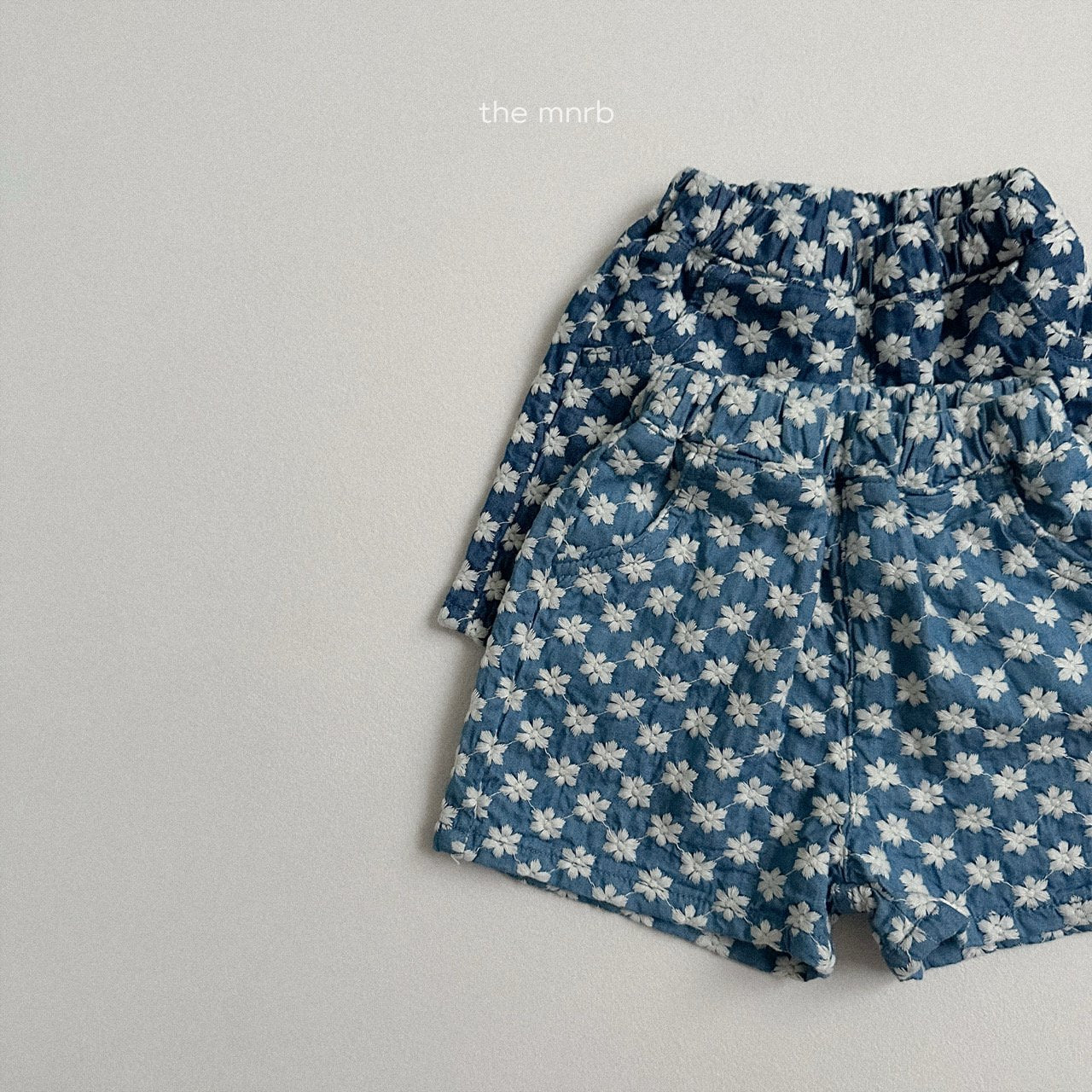 [minirobe] Flower denim short pants