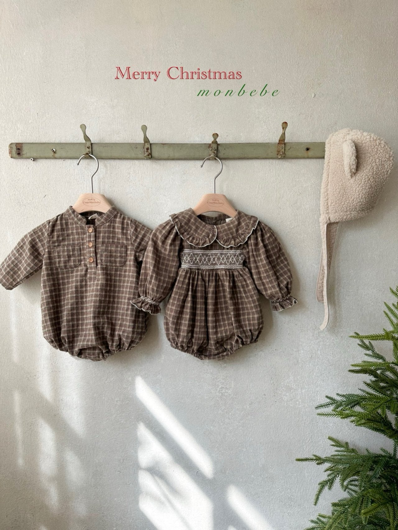 ［monbebe］Merry check rompers
