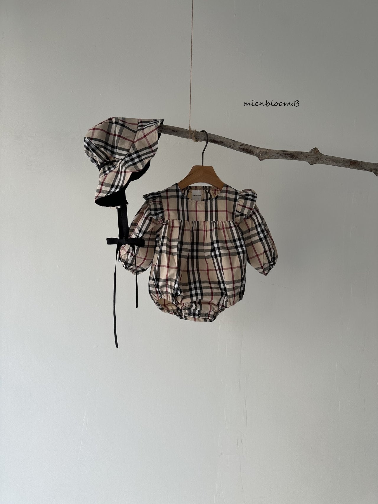 ［mienbloom.B］London check frill rompers (baby)