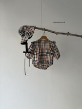 ［mienbloom.B］London check frill rompers (baby)
