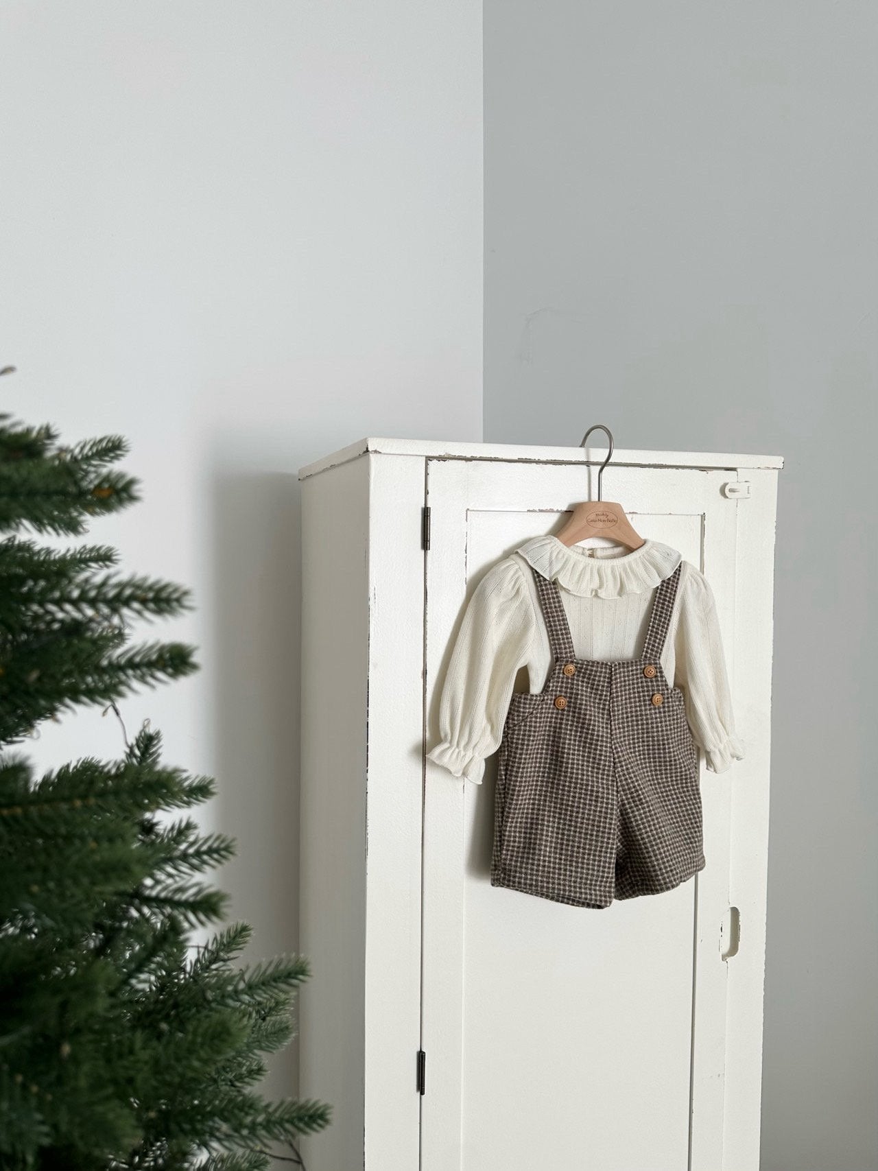 ［monbebe］Window check suspender pants