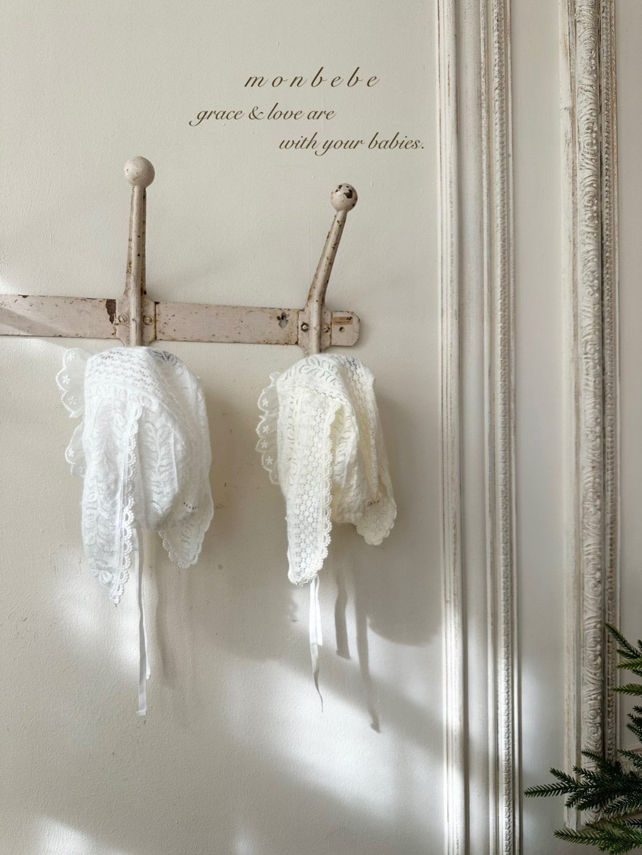 ［monbebe］Winter bunny lace bonnet