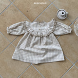 ［bebeholic］Check shirring lace one-piece