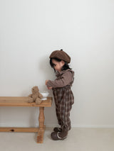 ［mimi market］Neko check suspender pants