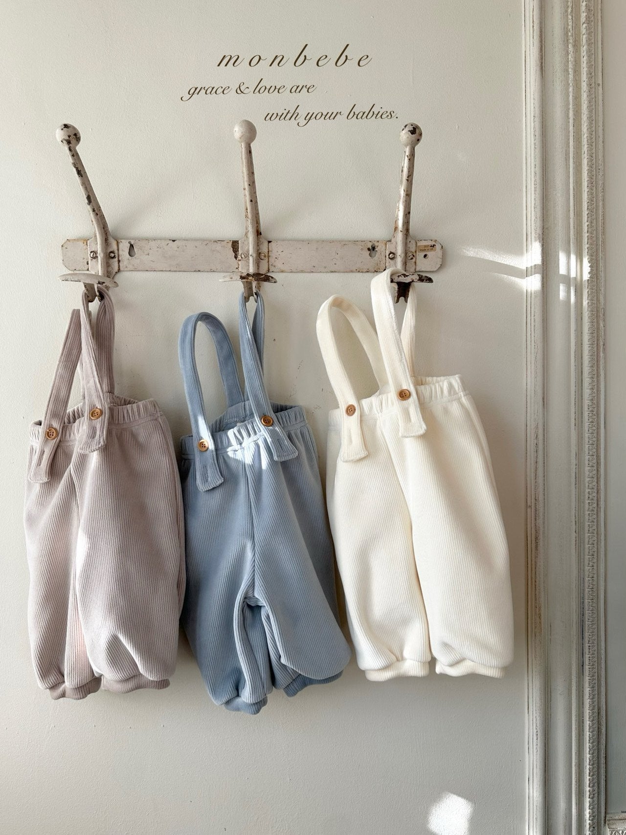 ［monbebe］Winter rib suspender pants