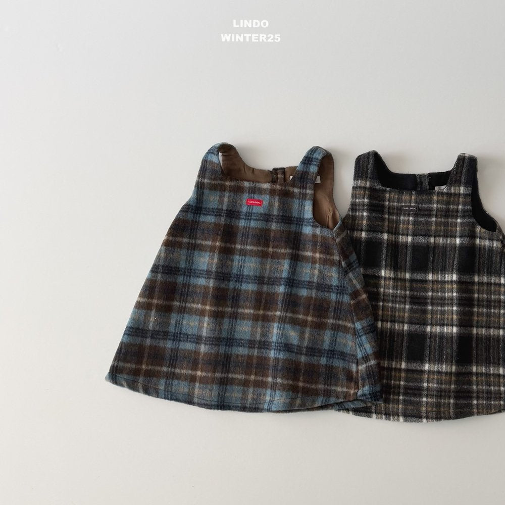 ［LINDO］Milk square one-piece (check)