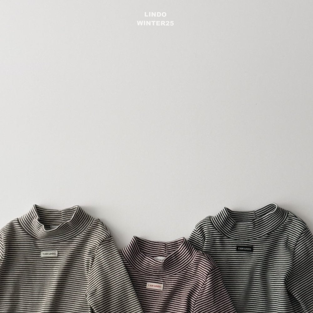 ［LINDO］Stripe turtleneck tops