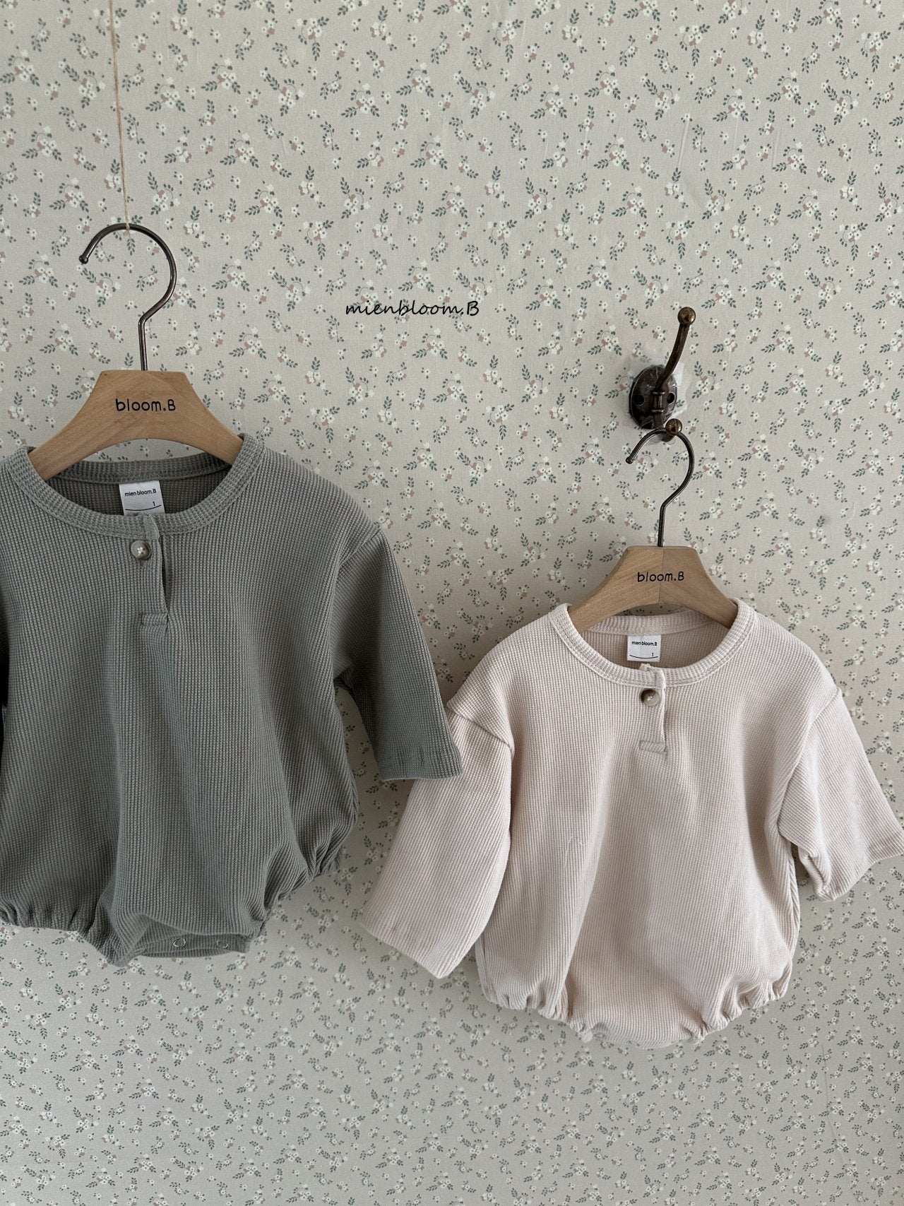 ［mienbloom.B］Waffle button rompers (baby)