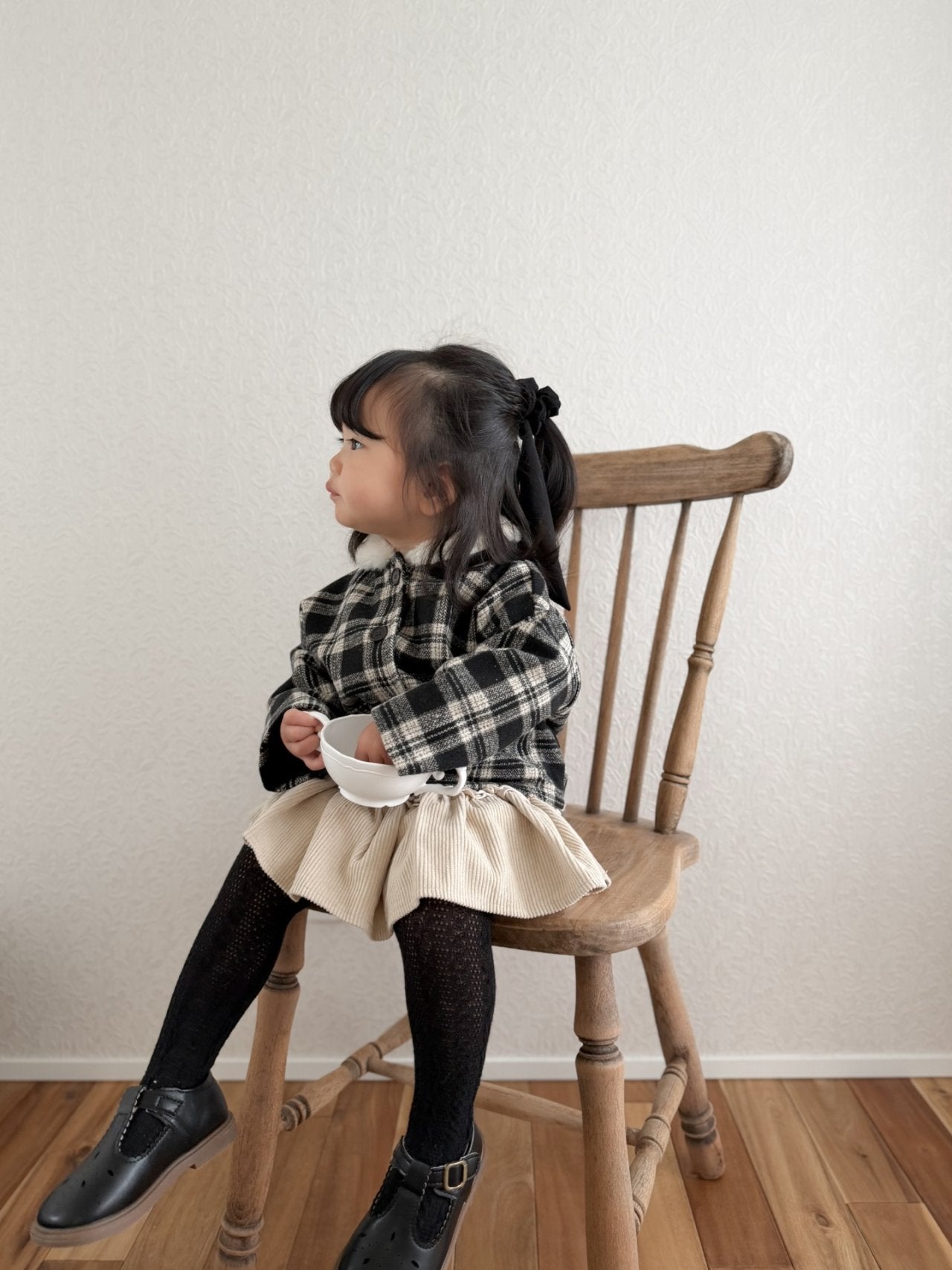 ［mimi market］Check fur coat