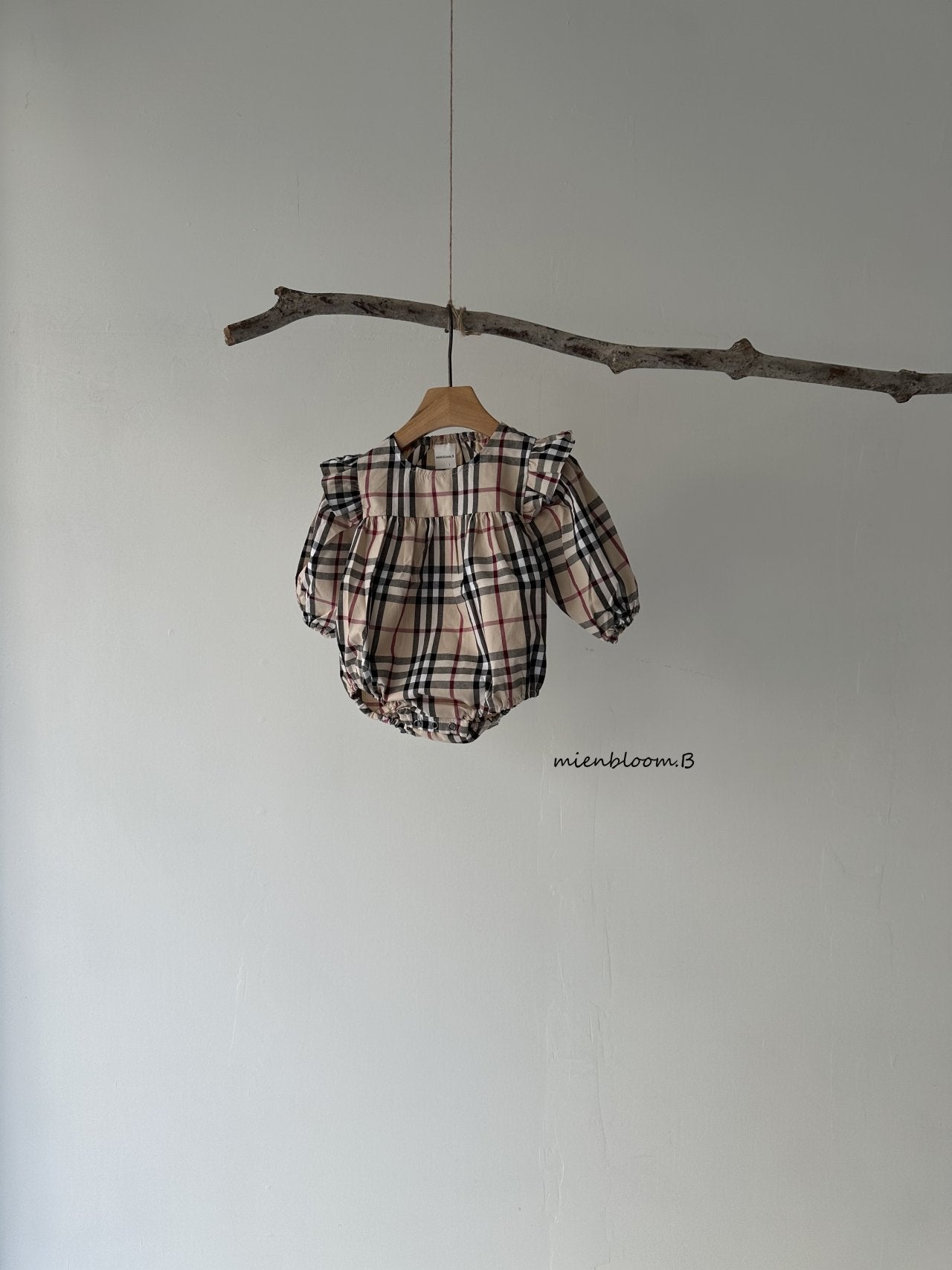 ［mienbloom.B］London check frill rompers (baby)