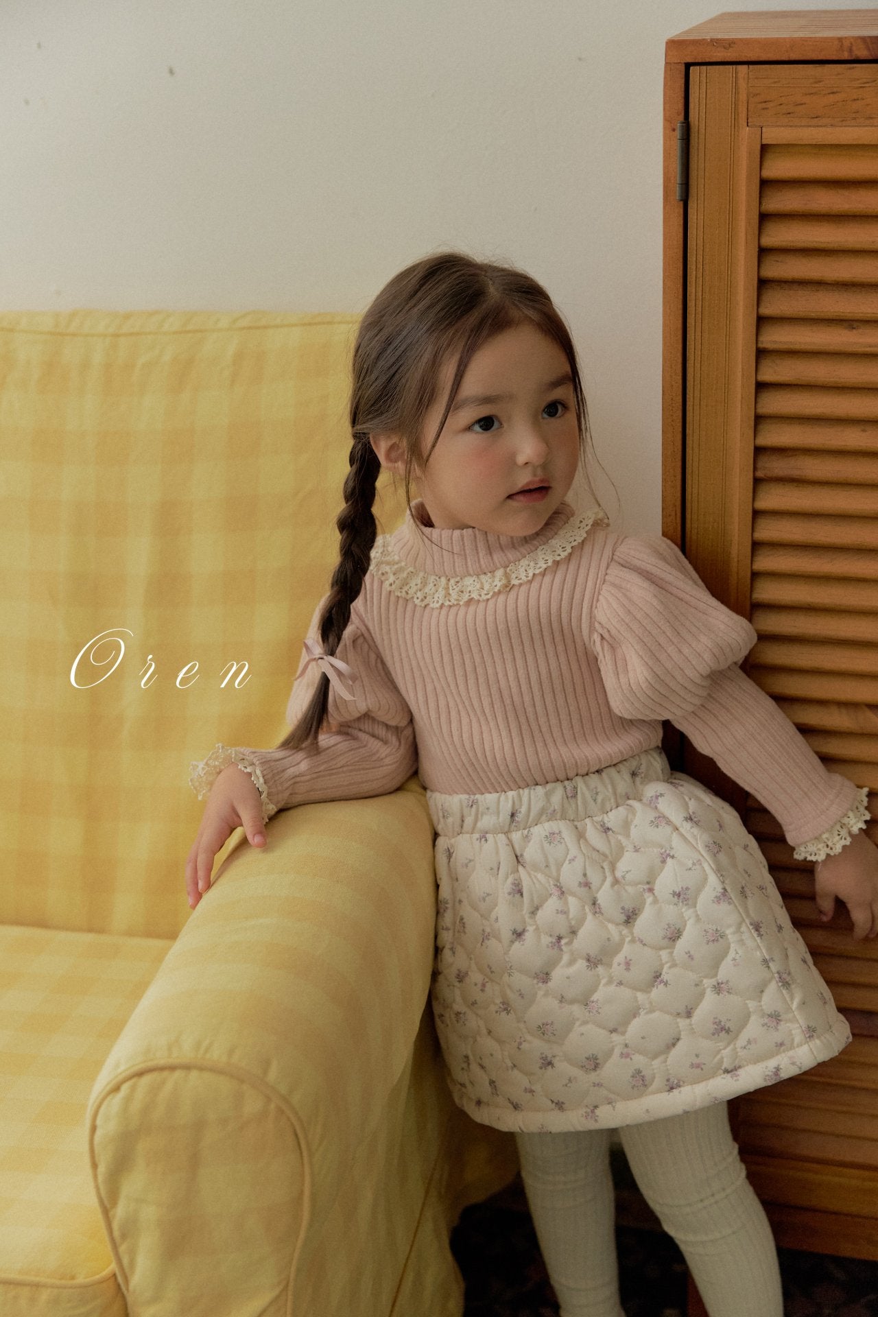 ［OREN］ Rose rib puff tops