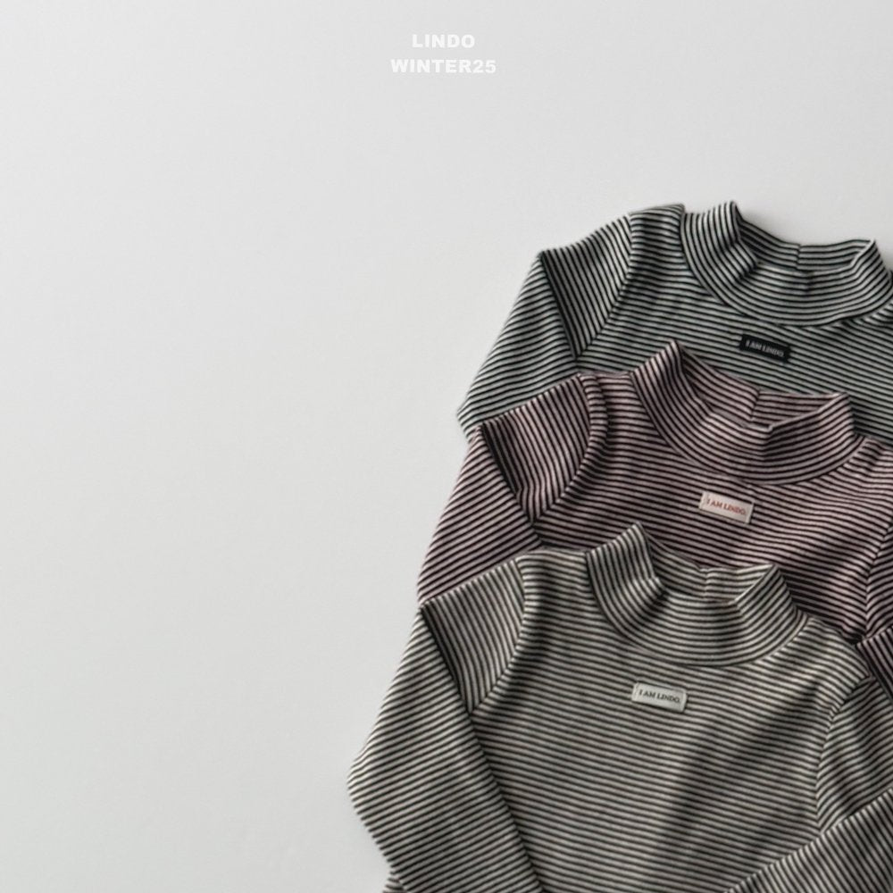 ［LINDO］Stripe turtleneck tops