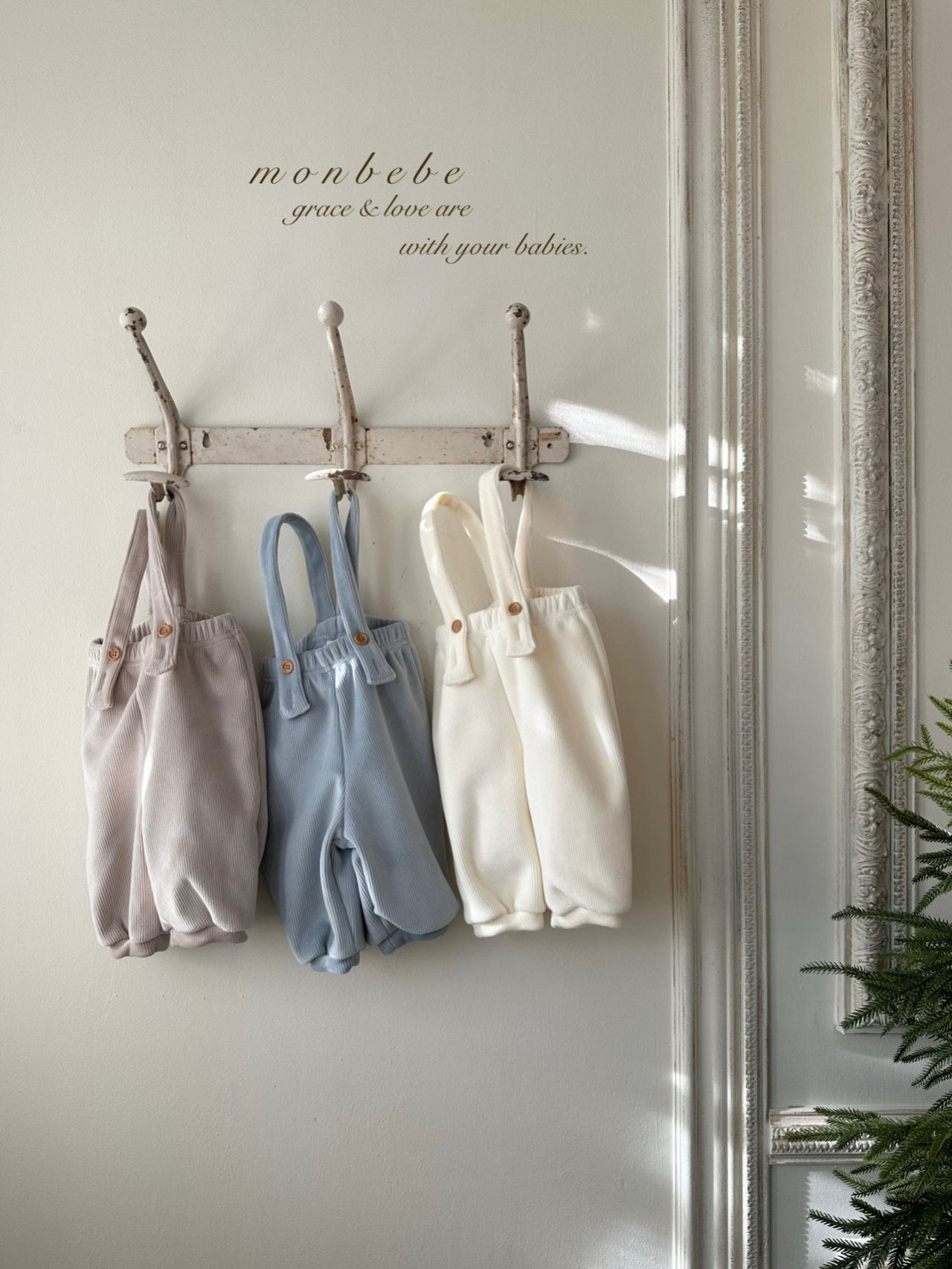 ［monbebe］Winter rib suspender pants