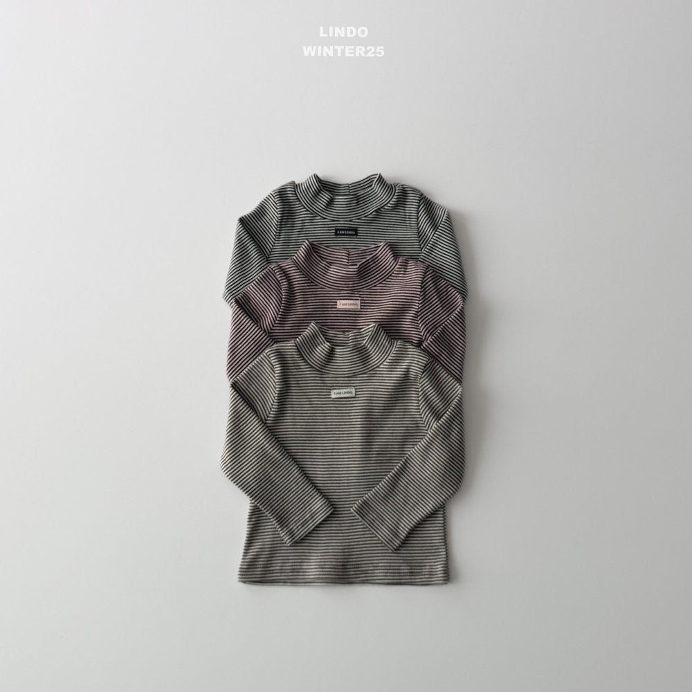 ［LINDO］Stripe turtleneck tops
