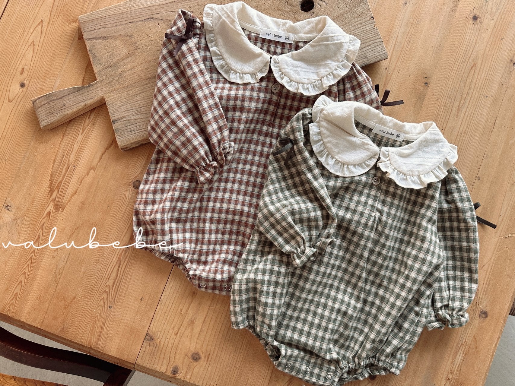 ［valubebe］Frill check collar rompers (baby)