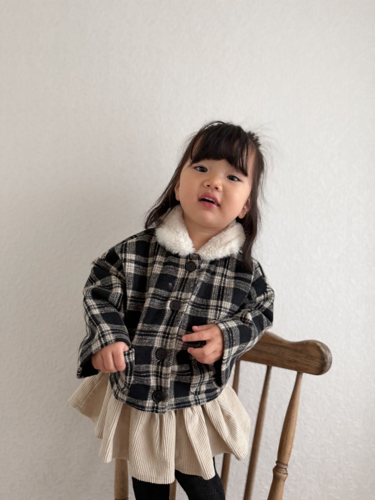 ［mimi market］Check fur coat