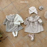 ［bebeholic］Check shirring lace one-piece