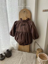 ［Mon petit bebe］Monde check ribbon suit