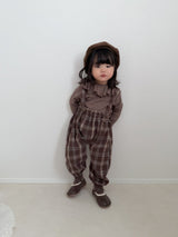 ［mimi market］Neko check suspender pants