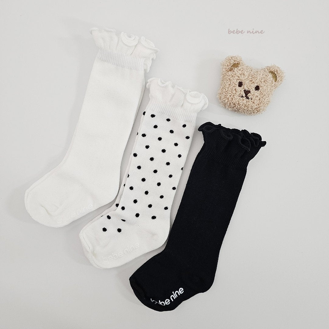 ［bebenine］Nine Frill Knee Socks Set