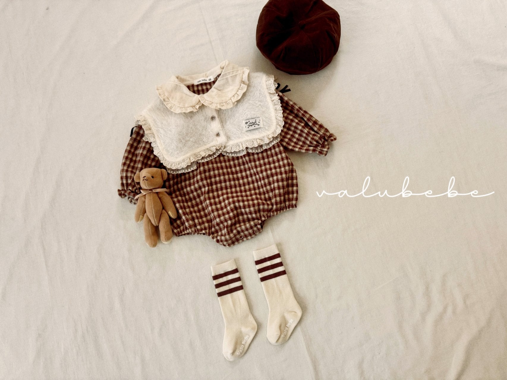 ［valubebe］Frill check collar rompers (baby)