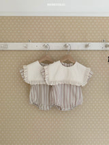 ［bebe holic］Frill collar stripe rompers
