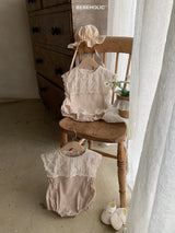 ［bebe holic］Miu linen lace collar rompers