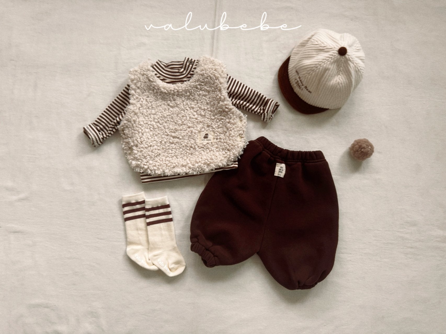 ［valubebe］Soft stripe half neck tops (baby & kids)