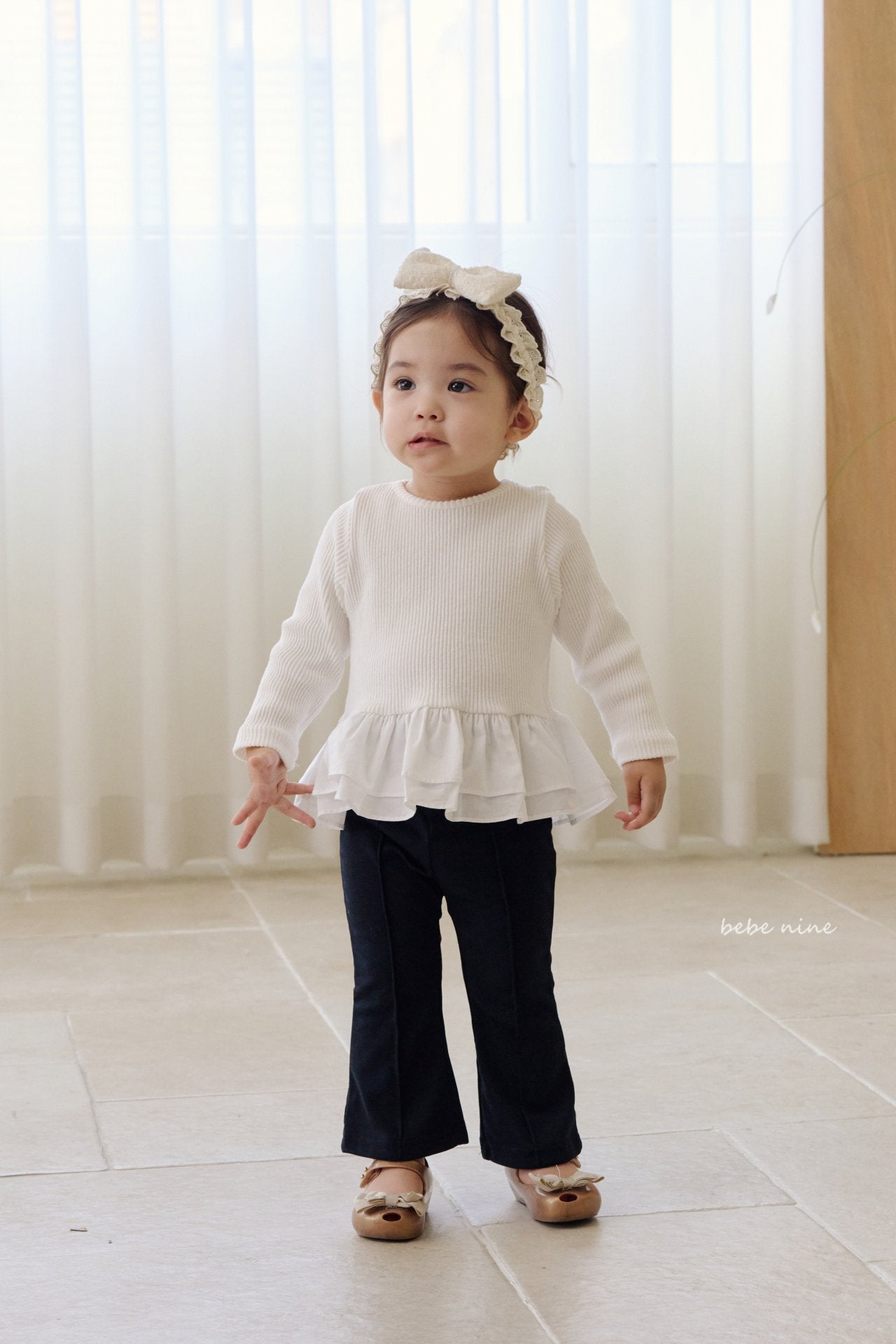 ［bebenine］Black Pink Flare Pants