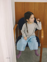 ［MELMEL］Flower ribbed longsleeve tee