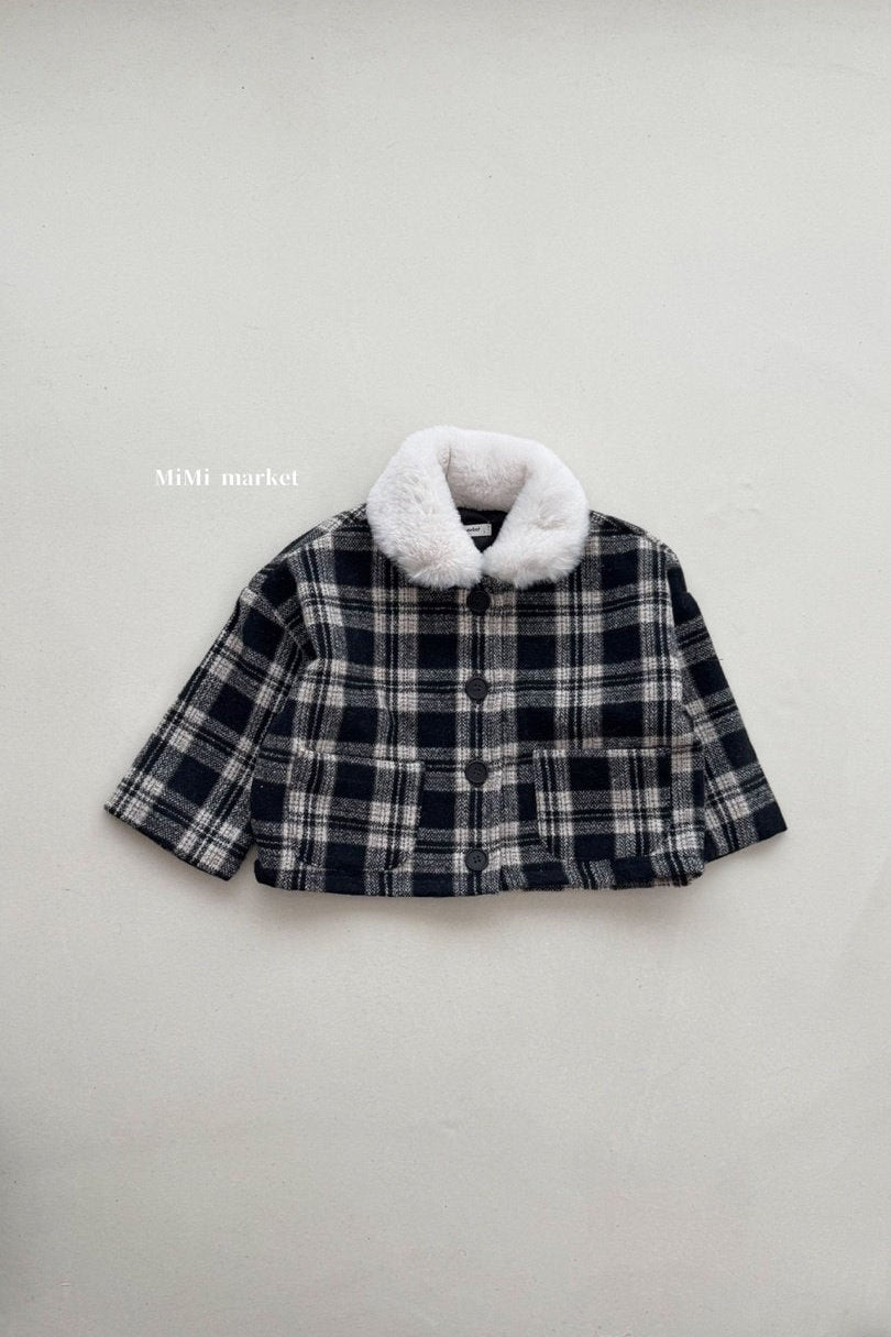 ［mimi market］Check fur coat